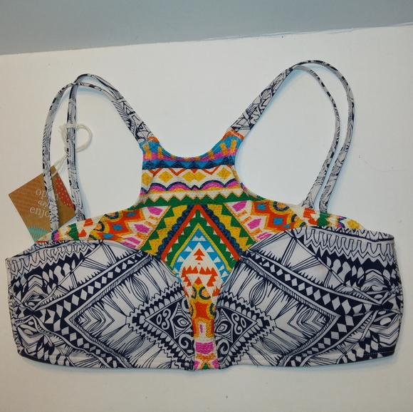 *NWOT* Beautiful Abstract Mayan Sun High Neck RIP CURL Bikini Top*10 - Picture 14 of 16